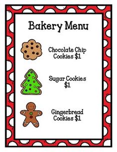 a printable christmas cookie menu for children