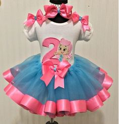 Hot Pink Ribbon, Baby Birthday Outfit, Ribbon Tutu, Bubble Guppies Birthday, Baby Couture, Bubble Guppies, Birthday Girl Outfit, Pink Tutu, Birthday Outfits