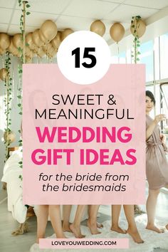 the bridesmaids are getting ready to get married and have fun with their wedding gifts