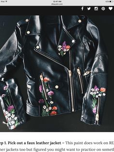 Painted Leather Jacket, Fashion Style Tips, Leather Jacket Dress, Custom Leather Jackets, Mode Editorials, Jacket Summer, Diy Jacket, Leather Jacket Outfits, Painted Clothes