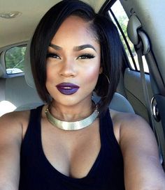 This lipstick gives me life! Natural Sewin, Natural Hair Bob Cut, Vegas Hair, Natural Hair Short Cuts, Cut Life, Purple Lipstick, Short Sassy Hair, Black Hair Care