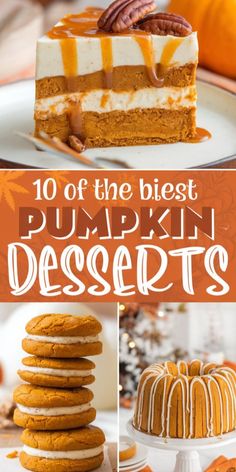 pumpkin desserts with text overlay that reads 10 of the best pumpkin desserts