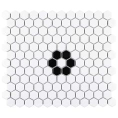 a white and black hexagonal tile pattern