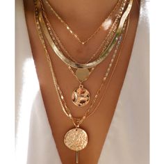 Vintage Gold Color Multiple Styles Necklace For Women Trendy Multi-Layer Disc Pendant  Necklaces New Boho Trends, Set Jewelry, Disc Pendant, Color Dorado, Fashion Jewelry Necklaces, Boho Necklace, Leather Band, Necklace For Women, Multi Layering