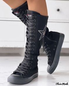 Tyra Core, Girly Sneakers, Knee High Sneakers, Boots With Laces, Steampunk Boots, Canvas Boots, Zipper Boots, Combat Boot, Flexing