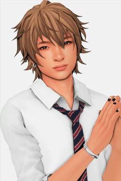 an anime character wearing a shirt and tie with his hands folded in front of him