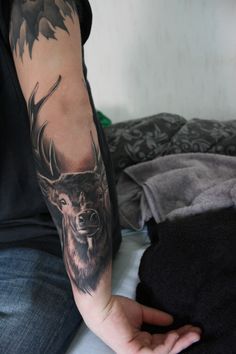 FYeahTattoos.com — Oh Deer! this is my 7th tattoo. Bow Hunting Tattoos, Deer Head Tattoo, Elk Tattoo, Deer Tattoo Designs, Bow Tattoo Designs, Stag Tattoo, Hunting Tattoos, 7 Tattoo, Country Tattoos