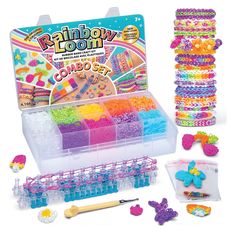 the rainbow loom set is packed with lots of beads