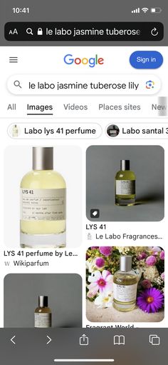 an iphone screen with several different products on it, including perfumes and cologne bottles