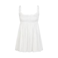 SKIMS ROMANCE SMOCKED MINI SLIP DRESS | SNOW Flirty Camisole Mini Dress, Feminine Fitted Camisole Mini Dress, Feminine Chiffon Mini Dress With Ruffled Straps, Elegant Mini Dress With Ruched Bodice For Day Out, Summer Lace Mini Dress With Smocked Bodice, Elegant Sleeveless Mini Dress With Smocked Back, Cami Mini Dress For Vacation, Feminine Spring Camisole Dress, Spring Camisole Dress In Feminine Style