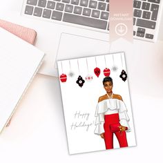 No need to stress about holiday cards this year! These printable cards are easy to use and look great. African American Christmas Cards, African American Christmas, American Christmas, Printable Cards