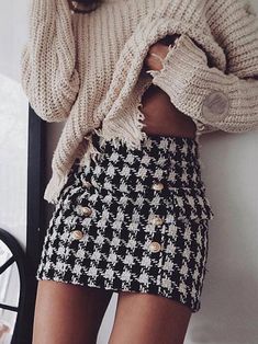 US Size: S,M,L,XL Material: Polyester Item Type: Skirt Gender: Woman Color: Photo Color Style: Fashion Adrette Outfits, Rok Mini, Denim Shorts Outfit, Rock Outfit, Wool Mini Skirt, Skirt Denim, Tweed Mini Skirt, Sirius Black, Black Women Fashion