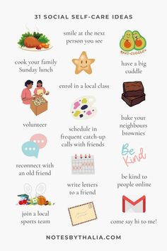 Feeling lonely when you're trying to take care of yourself? Here are 31 social self-care ideas that can help! Hygge Tips, Importance Of Self Care, Letter People, Wellness Nutrition, Self Care Ideas, Increase Energy, Feel Loved, Healthier Lifestyle