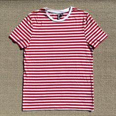 Asos Red & White Striped Shirt Perfect For A Halloween Costume, Everyday Wear, Or Whatever Occasion You Might Think Of! Super Soft Shirt, Never Worn And No Imperfections. Materials: 95% Cotton, 5% Elastane Size: Small (Unisex) Bright Red Cotton Tops For Summer, University Red Cotton T-shirt For Summer, Red White Striped Shirt, Red Striped Shirt, A Halloween Costume, Striped Shirt, Shirt Shop, Halloween Costume, Red White