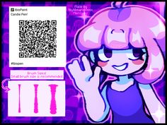 a girl with pink hair is talking on her cell phone and has a qr code in front of her