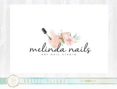 the logo for art nail studio melinda nails is shown on a white background