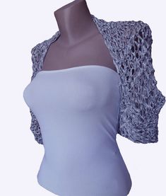 Silver Wedding Shrug - Silver Wedding Bolero - Silver Bridal Shrug - Silver Bridal Bolero - Silver B Elegant Fitted Open Knit Cardigan, Fitted Knitted Shrug For Spring, Grey Shrug, Bridal Shrug, Silver Jacket, Wedding Shrug, Bolero Wedding, Bridal Bolero, Bolero Shrug