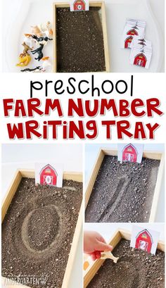 the farm number writing tray is an easy way to practice numbers