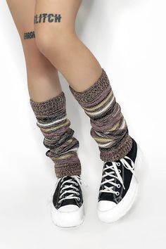 Multi stripe knit leg warmers for that 90s grunge remix fit. Take your layering game to a new level with the Cold Brew leg warmers Grunge Leg Warmers, Knit Leg Warmers, 90s Grunge, Cold Brew, Socks And Hosiery, Striped Knit, Leg Warmers, Hosiery, Layering