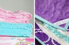 three different types of blankets stacked on top of each other