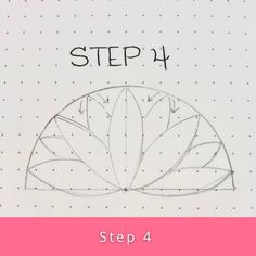 step 4 to draw a lotus flower in the middle of a drawing paper with dots on it