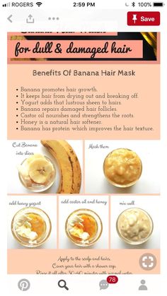 Hair Mask With Banana, Natural Hair Softener, Hair Mask For Damaged Hair, Hair Mask For Growth