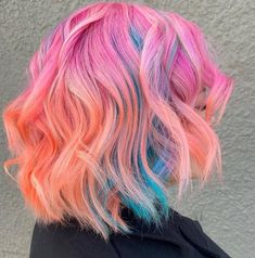 Rainbow Hair Ideas, Ethiopian Hair, Pastel Rainbow Hair, Unicorn Hair Color, Types Of Hair Color, Toned Hair, Two Toned Hair, Dark Purple Hair, Queen Hair