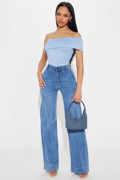 Margot Stretch Trouser Jeans - Acid Wash Blue | Fashion Nova, Jeans | Fashion Nova Fashion Top Outfits, Trouser Pocket, Jeans Fashion, Fashion Top, Fashion Nova Jeans, Active Wear Outfits, Jeans Jumpsuit, Trouser Jeans, High Rise Jeans