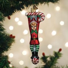 a christmas ornament hanging from a tree