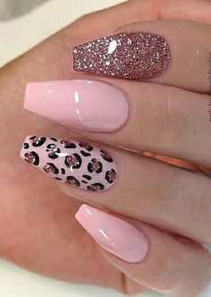 Ombre Nail Design, Cheetah Print Nails, Leopard Print Nails, Leopard Nails, Glitter Design, Design Nails, Pink Nail Designs