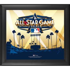 an all star game poster with palm trees in the background