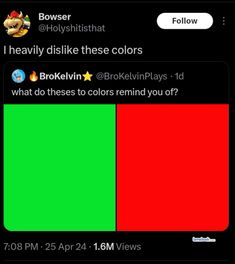 an iphone screen with the text'i really like these colors'in red and green