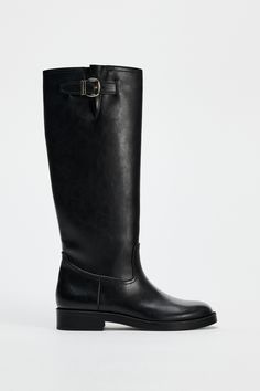 BUCKLED KNEE HIGH BOOTS Classic Ankle Boots With Buckle Closure, Zara Buckle Closure Round Toe Boots, Zara Round Toe Boots With Buckle Closure, Zara Ankle Boots With Buckle Closure, Workwear Knee-high Boots With Buckle Closure, Zara Leather Boots With Buckle Closure, Boots With Buckle Closure And Flat Heel, Knee-high Boots With Buckle Closure And Round Toe, Flat Heel Boots With Buckle Closure, Medium Width