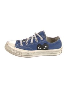 Comme des Garçons Play x Converse Canvas Low Top SneakersBlueRubber TrimRound-ToesLace-Up Closure at Uppers Blue Converse Play, Play X Converse, Comme Des Garcons Play, Canvas Sneakers, Womens Shoes Sneakers, Low Top, Converse, Shoes Sneakers, Women Shoes