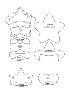 some paper masks with crowns and stars on them, all in different shapes to make it look