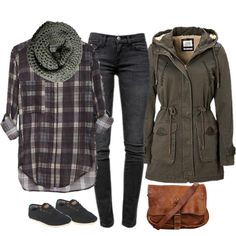 "Autumn Plaid" by elise-olivia on Polyvore. I just really love the jacket Cold Fashion, Looks Jeans, Clothes And Shoes, Heart Fashion, Look Vintage, Fall Fashion Trends, Mode Vintage, Fall Winter Outfits, Outfits Casuales