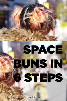 Space Buns Tutorial Medium Hair, Messy Space Buns Tutorial Long Hair, Concert Space Buns, Space Bums Short Hair, How To Space Buns Short Hair, Space Buns With Headband, Moon Buns Hairstyles, Diy Space Buns, Medium Length Space Buns