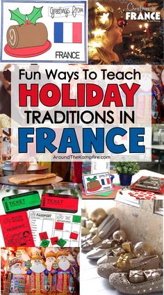 christmas themed activities and crafts for kids to do in france with the text fun ways to teach holiday traditions in france