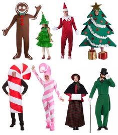 several people dressed up in christmas costumes