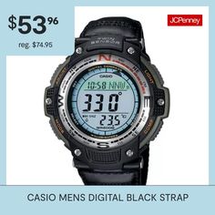 This multitask sport watch features two built-in sensors to measure direction and temperature—extremely useful when hiking, mountain climbing or other outdoor activities. A water resistance up to 200 meters makes it ideal for underwater adventures. All data is shown on a large, easy-read digital display.Brand: CasioDial Color: Silver-toneStrap: Black resinClasp: BuckleMovement: QuartzWater Resistance: 200mCase Width: 12mmCase Thickness: 13mmBracelet Dimensions: 9" long; 24mm wideMode… Digital Watch With Subdials For Outdoor Activities, Functional Chronograph Watch With Analog Display For Outdoor, Functional Outdoor Chronograph Watch With Analog Display, Outdoor Digital Watch With Tachymeter, Sports Digital Watch With Subdials And Round Dial, Sports Digital Watch With Subdials, Outdoor Watches With Stopwatch, Functional Stopwatch Watch Accessory With Round Dial, Functional Outdoor Watch With Tachymeter