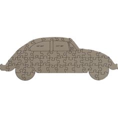 a car made out of puzzles on a white background