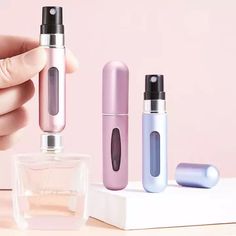 Portable Mini Refillable Perfume Atomizer Bottle Atomizer Travel Size Spray Bottles Accessories. Capacity : 5ml/pcs. 4 pcs per set, Clear Vial Inside to easily see how much perfume remains. Simple And Convenient:This Perfume Atomizer Bottle is handy travel size.Easy to use and easy to fill/refill, no leakage, Just press the bottom against your favorite perfume gauge and keep clicking until it is refilled. PREMIUM QUALITY - The shell of atomizer is made of high quality aluminum and the inside of durable glass, so you don't need to worry it will be broken when drop onto the floor, it's durable. NO LEAKING!! CAPACITY - 5ml/pcs. 2 pcs per set, 2 different colors. Clear Vial Inside to easily see how much perfume remains. TRAVEL SIZE - The size is only 3.15 x 0.63 x 0.63 inches, the volume is 5m Empty Perfume Bottles, Cologne Bottle, Travel Perfume, Mini Perfume, Filling System, Travel Size Bottles, Perfume Atomizer, Cosmetic Bottles, Couples Gift