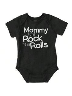 Funny Mommy Is The Rock To My Rolls Baby Romper Boys Or Girls Brisco Brands Black   Short Sleeve Fabric Colorblock,Graphic,Letter,Slogan Tee Medium Stretch All Baby Boys Clothing, size features are:Bust: ,Length: ,Sleeve Length: Boy Onesie, Baby Boy Onesies, Slogan Tee, Boys Romper, Boys Clothing, Baby Romper, Maternity Bag, Black Shorts