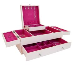 Delight in organizing your treasures with the Barbie baubles bling jewelry box. This charming pink wooden box features a triple lid design, offering ample storage and convenient compartments for all your pieces. From Mele and Co. Wooden Jewelry Box, Duffel Bag Travel, Wooden Jewelry Boxes, Ride On Toys, Love Your Home, Silver Shop, Wooden Jewelry, Fine Jewellery Necklace, Bling Jewelry