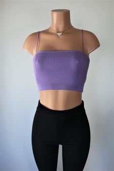 Basic Crop Top, Spaghetti Strap Crop Top, Strap Crop Top, Ribbed Crop Top, Instagram Outfits, Cheap Fashion, Yellow Purple, Cheap Clothes, Square Neck