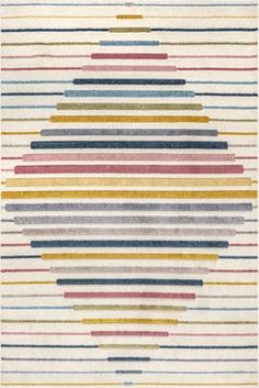 an area rug with multicolored stripes on it