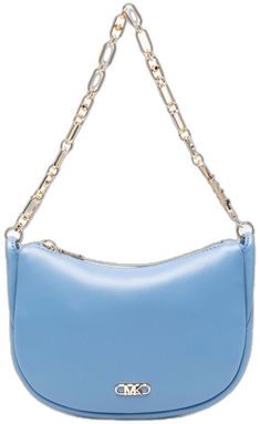 Formal Light Blue Shoulder Bag, Luxury Blue Shoulder Bag With Zipper, Elegant Blue Baguette Bag With Detachable Strap, Light Blue Formal Crossbody Shoulder Bag, Formal Light Blue Crossbody Shoulder Bag, Elegant Blue Baguette Bag With Removable Pouch, Chic Blue Crossbody Baguette Bag, Elegant Light Blue Shoulder Bag With Gold-tone Hardware, Light Blue Formal Bags With Gold-tone Hardware