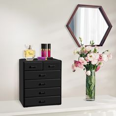 Organize all your beauty products, makeup, and cosmetics effortlessly with the Cosmetic & Makeup Storage Organizer featuring 4 large drawers and 2 small drawers. This acrylic organizer brings beauty to organization, offering a sleek and stylish solution for your vanity without the need for assembly. Measuring approximately 9.50" L x 6.25" W x 11.25" H, it fits perfectly into your space. Its chic transparent design coordinates seamlessly with any decor, making it an ideal holiday gift for any gir College Dorm Closet, Small Drawer Organizer, Bathroom College, Dorm Closet, Closet Desk, Clear Makeup Organizer, 2025 Christmas, Makeup Case Organization, Media Makeup