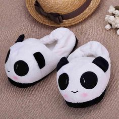 Cute Panda Indoor Slippers Slippers Aesthetic, Home Slippers Women, Room Slippers, Baby Panda Bears, Panda Face, Cheap Womens Shoes, Bear Slippers, Indoor Slippers, Soft Winter