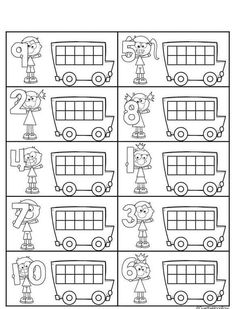 a worksheet for children to learn how to write the numbers in their school bus